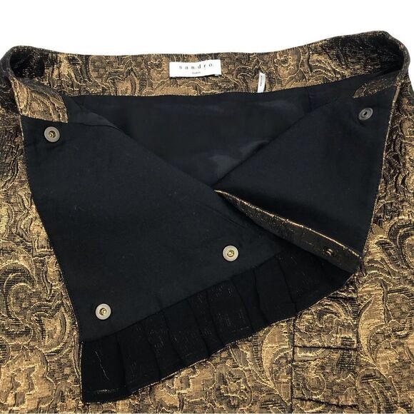Sandro Paris Goldena Metallic Bronze Brocade Ruffled Mini Skirt - Picture 10 of 16